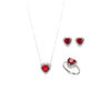Cross-border new micro-paved zircon love heart three-piece set necklace ring earrings women's fashion light luxury heart-shaped jewelry wholesale