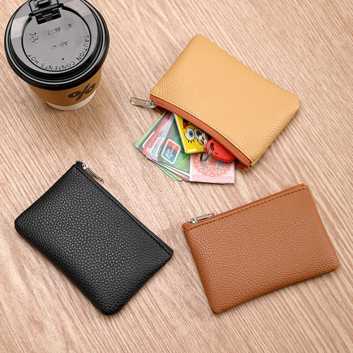 简约迷你零钱包女士超薄真皮拉链硬币包短款小钱包手拿钥匙包卡包 - 图2