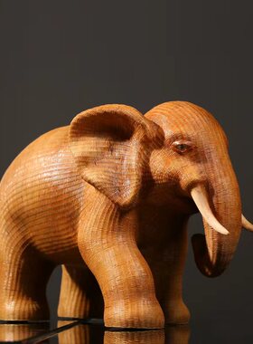 【竹木大师】何红兵作 竹编大象工艺品居家收藏送礼摆件