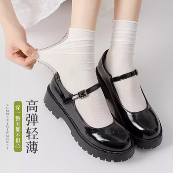 Bingbing socks summer women's thin breathable black and white mid-stockings summer pile socks ice stockings ຖົງຕີນຍາວ