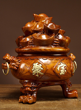 花梨木聚宝盆雕刻工艺品