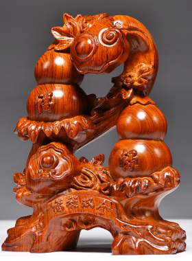 花梨木雕葫芦摆件实木雕刻工艺品