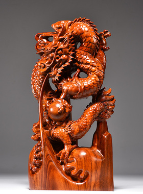 实木十二生肖家居客厅送礼工艺品