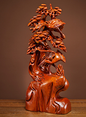 唐趣花梨松鹤延年摆设送礼品木雕