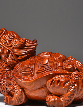 木雕龙头龟玄武办公室送礼工艺品