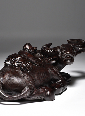 黑檀木牧童骑牛开业送礼工艺品