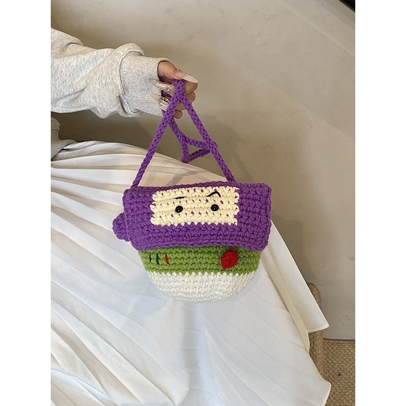 进口女包包韩版时尚手工针织童趣三眼怪可爱零钱手机包挎包,淘宝优惠券,粉丝福利购,淘宝优惠卷