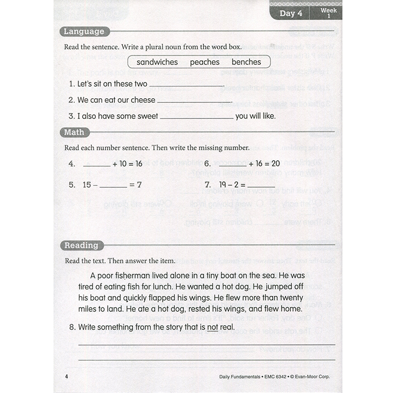 每日练习系列 Evan-Moor Daily Fundamentals Grade 2 SE基础知识二年级无答案作业本美国加州教辅 evanmoor-图2