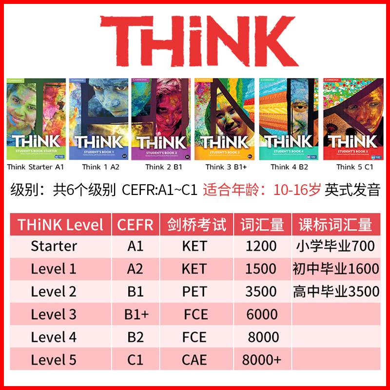 原版进口剑桥Cambridge Think Starter 1 2 3 4 5级别学生书+练习册思维KET/PET考试教辅外语初中高中英语教材自学书 think教材 - 图2