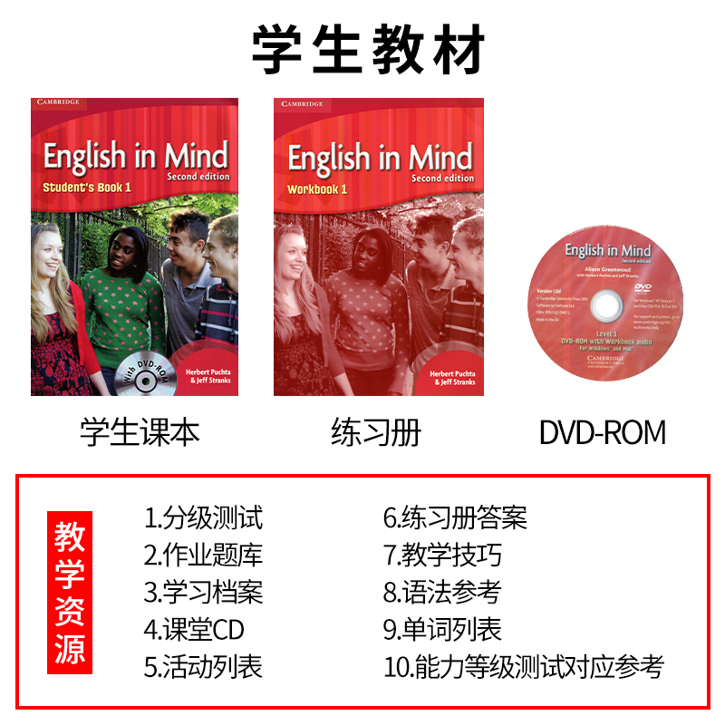 剑桥原版中学英语教材English In Mind Starter 1 2 3 4 5级别剑桥eim教材第二版英版入门级学生用书KET/PET考试英版小学6年级A1 - 图2