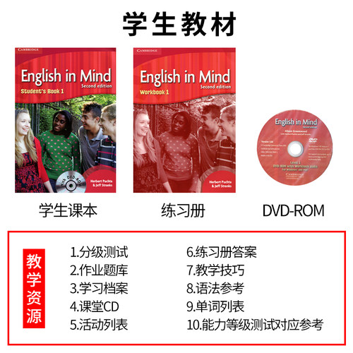 剑桥原版中学英语教材English In Mind Starter 1 2 3 4 5级别剑桥eim教材第二版英版入门级学生用书KET/PET考试英版小学6年级A1-图2