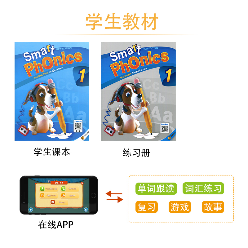 包邮现货原版进口少儿自然拼读小学英语教材New Smart Phonics5寒暑假短期学习双元音短期拓展学习辅助主教材到达见词能读听音能写-图0