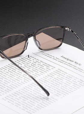 晶工匠天然水晶太阳镜时尚黑框