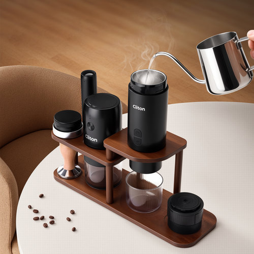 便携式咖啡机木架套装电动意式浓缩胶囊咖啡机小型家用办公萃取机 - 图0