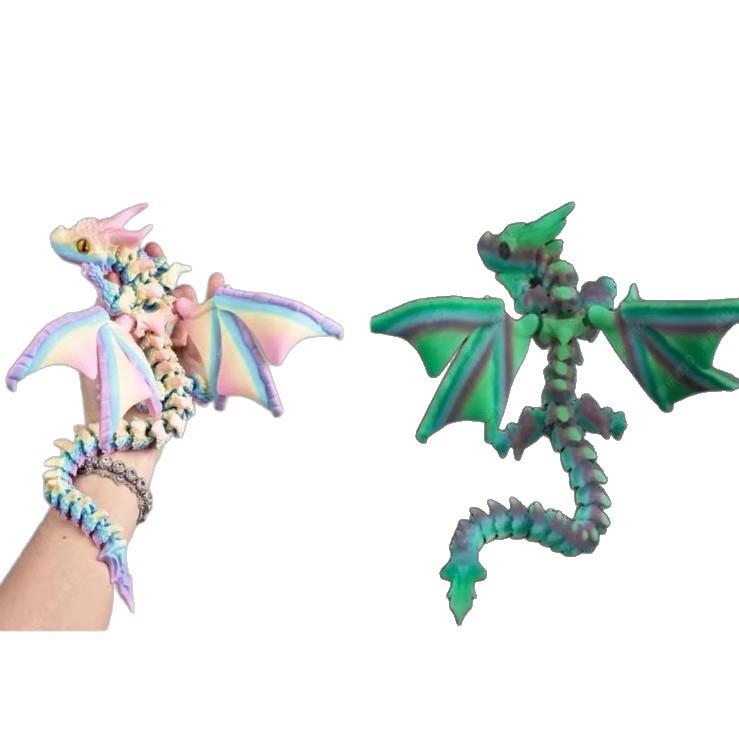 3D打印双角飞龙带翅膀多关节灵活可动镭射渐变爆款模型儿童玩具 - 图3
