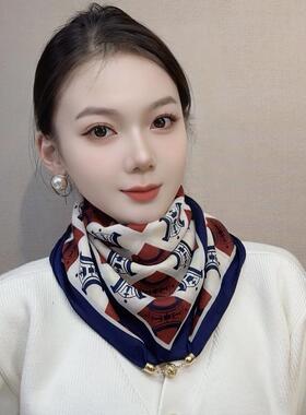 双面棉麻方巾磁吸扣高级感女春秋