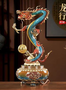 龙行大运铜龙摆件开业贺礼