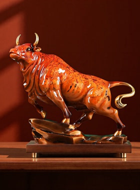 《牛气冲天》铜牛摆件开业乔迁礼