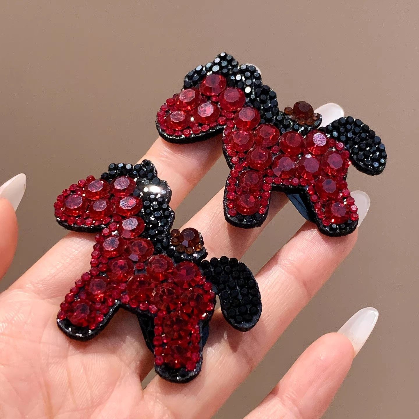 新年喜庆红色满钻小马发夹女高级感侧边碎发刘海bb夹头饰发卡新款,淘宝优惠券,粉丝福利购,淘宝优惠卷