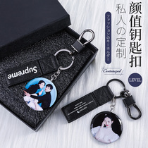 Photo Custom Key Button Couple Pendant Car Key Hanging Rope Net Red Ins woman Cute Male Upscale Crystal