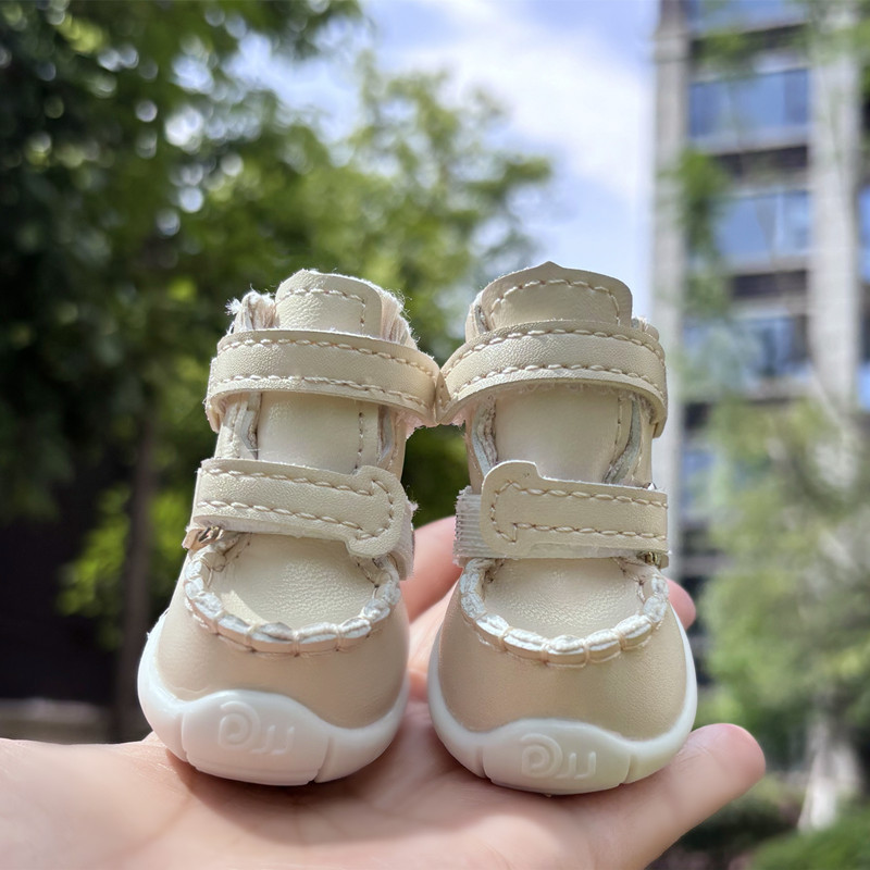 奇可家 DJJ哑光小皮鞋宠物雪地靴狗鞋泰迪比熊狗狗鞋子宠物春秋鞋 - 图3