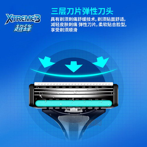 Schick舒适/超锋3Xtreme3剃须刀刀头替换装超峰手动刮胡子3层刀片 - 图1