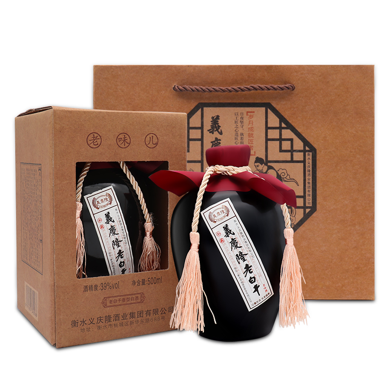 39度500ml*6坛衡水衡记老白干酒 义庆隆老味儿低度白酒整箱粮食酒