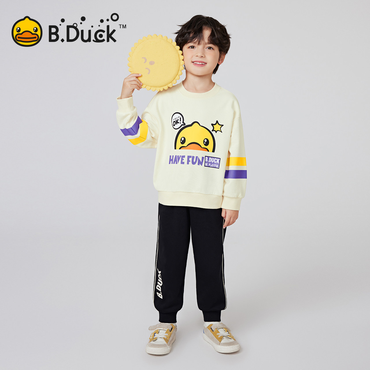 bduck小黄鸭童装女童套装春秋2024新款儿童卫衣裤子两件套运动服