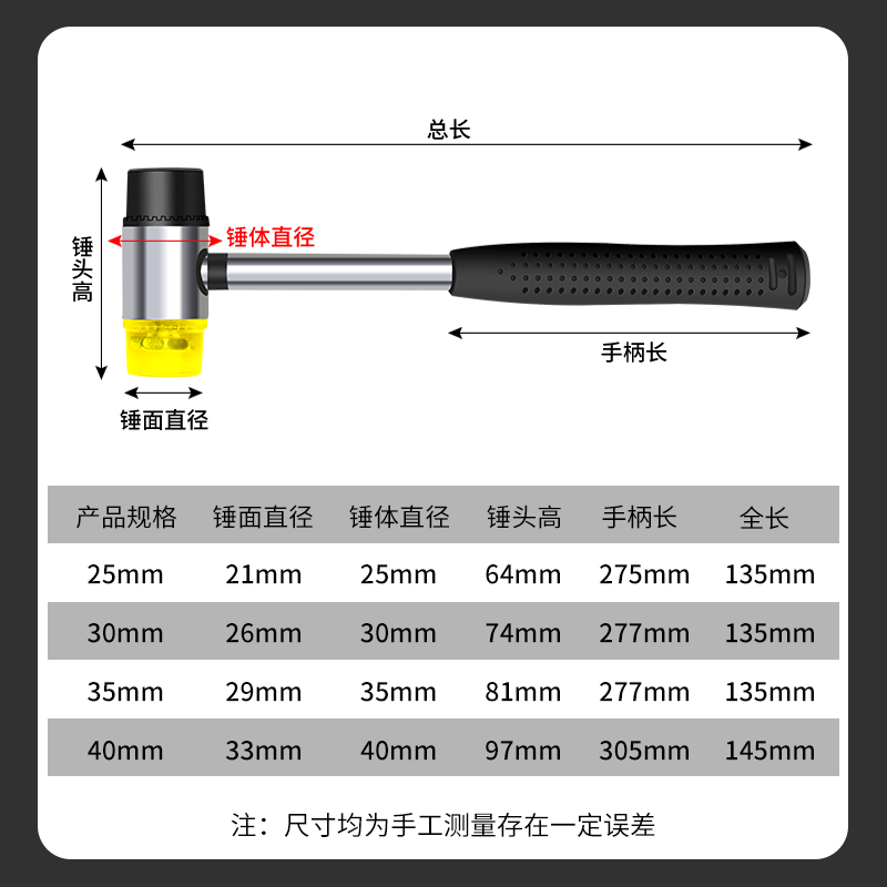 橡胶锤子橡皮锤安装锤贴地板工具瓷砖装修实心牛筋塑料榔头敲打锤 - 图1