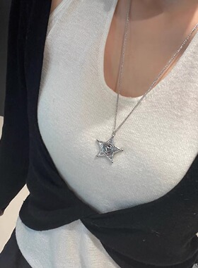 奶酪cheese精致五芒星吊坠细链 清冷风银色长款颈链 简约日常配饰