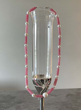 奶酪cheese 草莓水晶天然淡水珍珠项链 纯银少女甜美氛围感choker