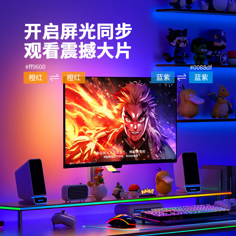 RGB灯带电竞房氛围灯电脑屏幕显示器背光灯桌面神光屏光同步灯条,淘宝优惠券,粉丝福利购,淘宝优惠卷