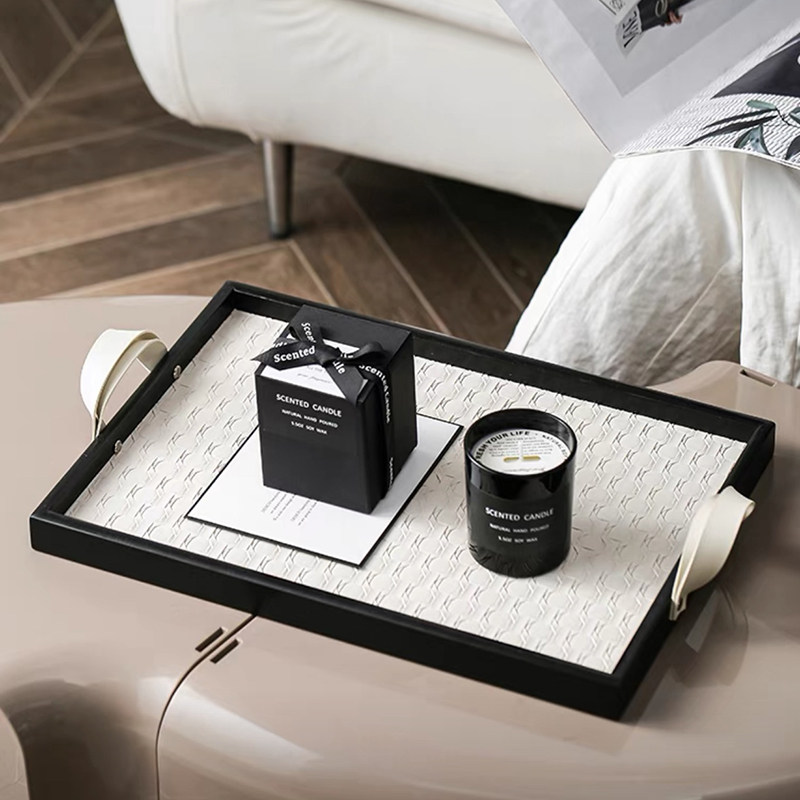 高级感轻奢皮革玄关钥匙收纳盒首饰化妆护肤品酒店香薰茶整理托盘,淘宝优惠券,粉丝福利购,淘宝优惠卷