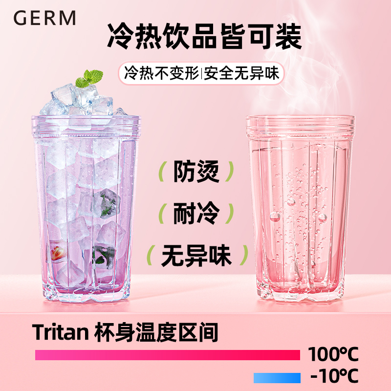 GERM可口可乐水杯女新款2024高颜值咖啡杯便携运动tritan吸管杯子 - 图2