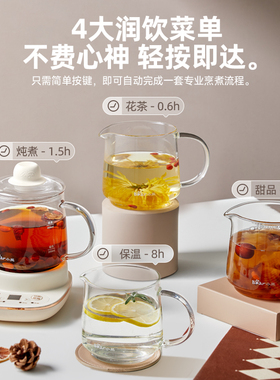 小熊养生壶小型mini家用办公室养生杯多功能一人电炖杯全玻璃壶身