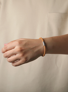 牛皮手链男女卡其真皮编织皮绳手环穿金珠转运珠情侣饰品一生之环