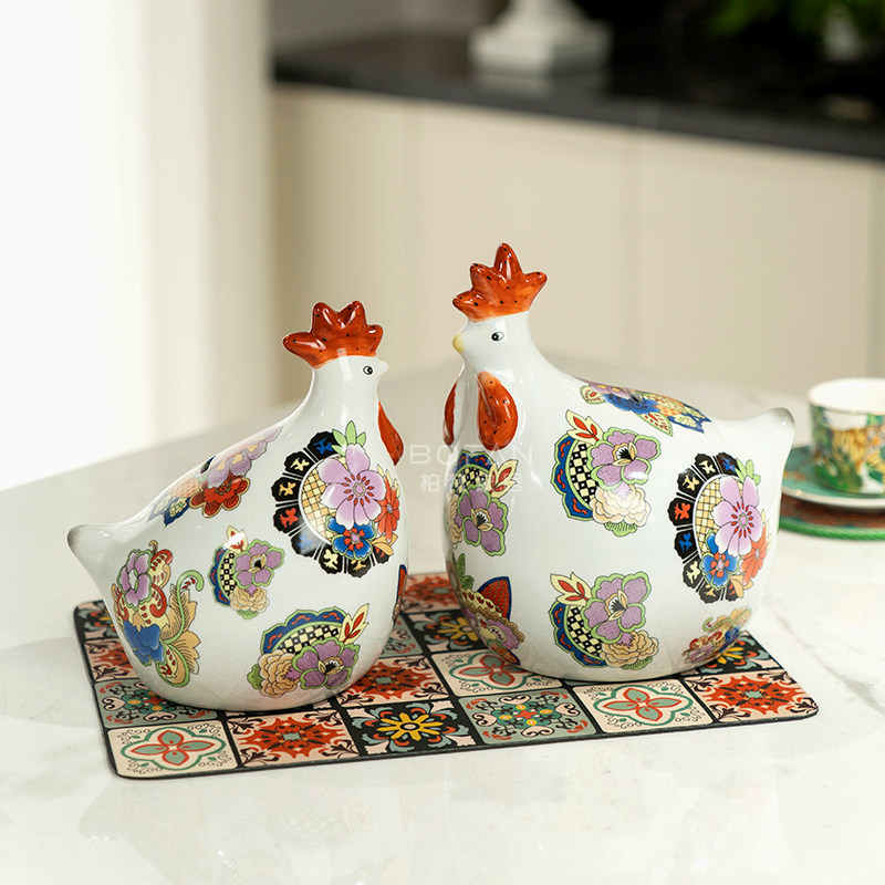 柏梵陶瓷工艺品摆件客厅酒柜欧式现代家居装饰招财鸡桌面摆件,淘宝优惠券,粉丝福利购,淘宝优惠卷