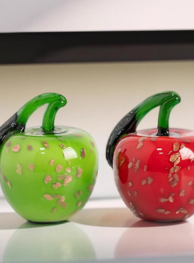柏梵轻奢琉璃苹果摆件客厅装饰