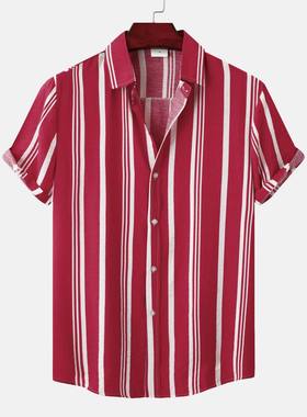 20男士休闲条纹印花短袖