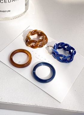 跨境亚克力戒指简约链条