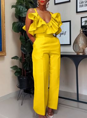 女装Women's summer sexy camisole top high waisted pants set