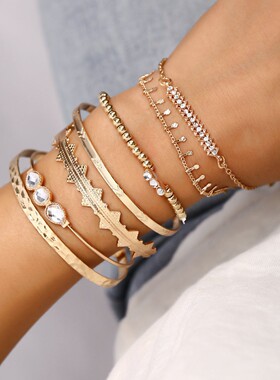 欧美跨境新款金属钻手链复古