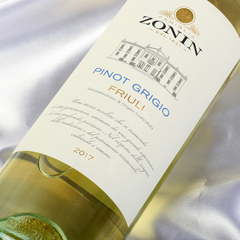 意大利进口红酒卓林Zonin灰比诺白葡萄酒  Pinot Grigio Friuli - 图0