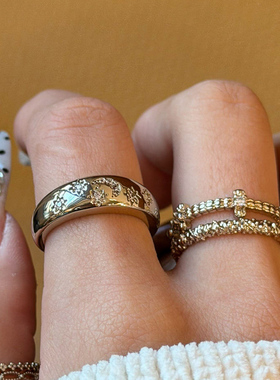 S925纯银中古爱心蕾丝镂空戒指女