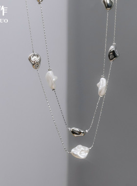 S925纯银不规则珍珠项链女款轻奢