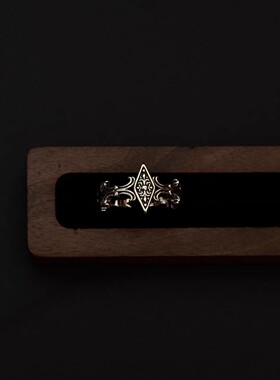 S925银中古菱形鸢尾开口食指戒