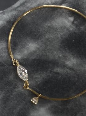 S925银爆闪金色仿马眼钻蛇骨手链