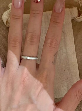 S925拉丝冰块小方糖开口食指戒