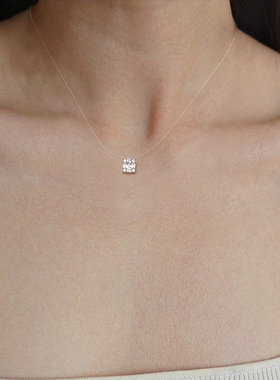 S925纯银蒋敦豪同款浮冰方块项链