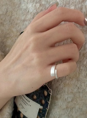 极简风银色拉丝素圈戒指轻奢高级